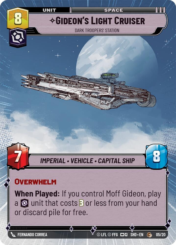 Gideon’s Light Cruiser - Dark Troopers’ Station (Hyperspace) (5) (SHD-WPP) - Star Wars: Unlimited Single