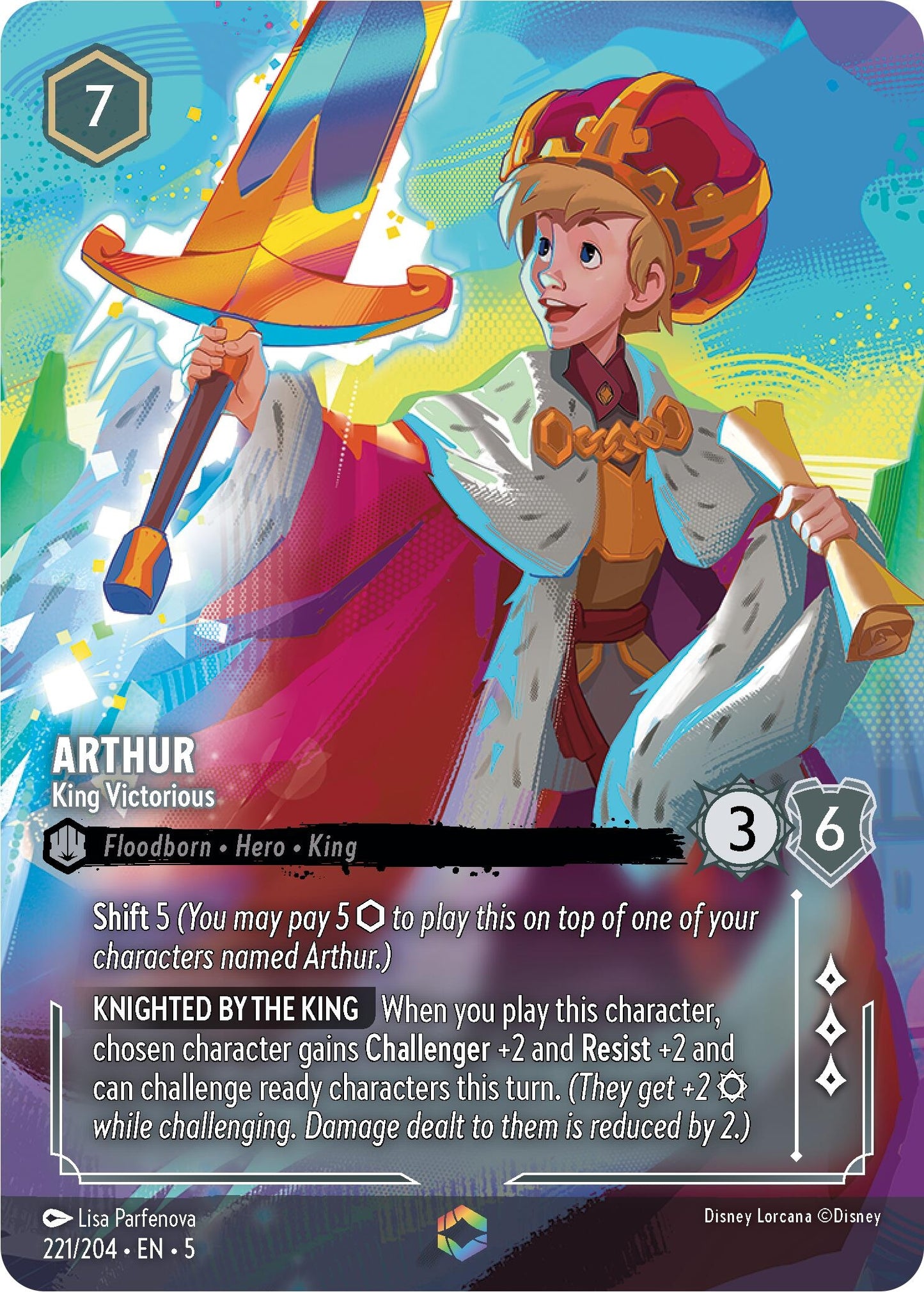 Arthur - King Victorious (Enchanted) (221) (5) - Disney Lorcana Single