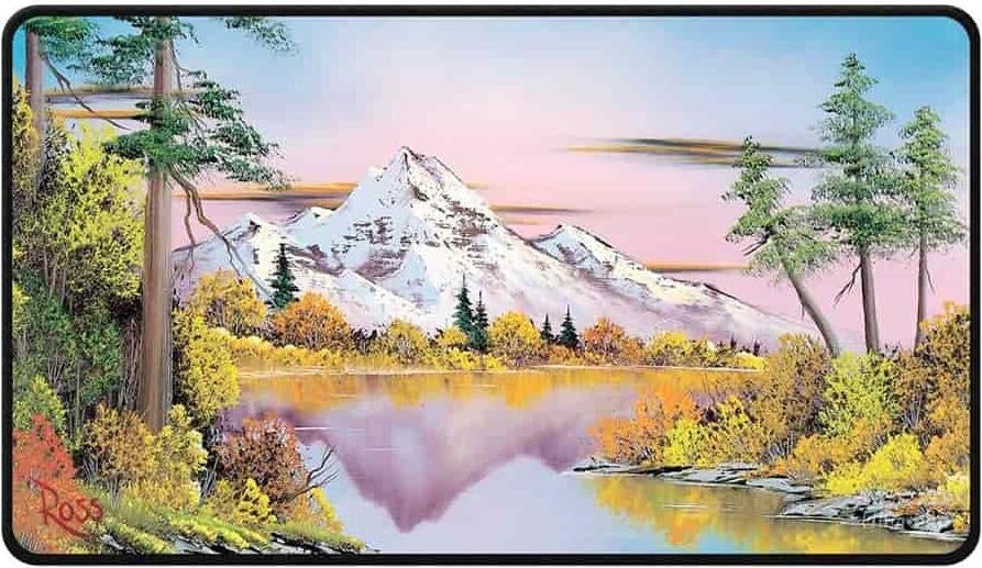 Bob Ross Black-Stitched Playmat - Mighty Mountain Lake - Playmats Sealed
