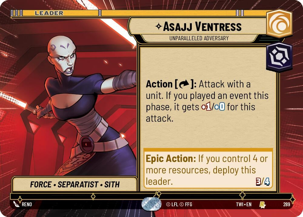 Asajj Ventress - Unparalleled Adversary (Hyperspace) (289) (TOR) - Star Wars: Unlimited Single