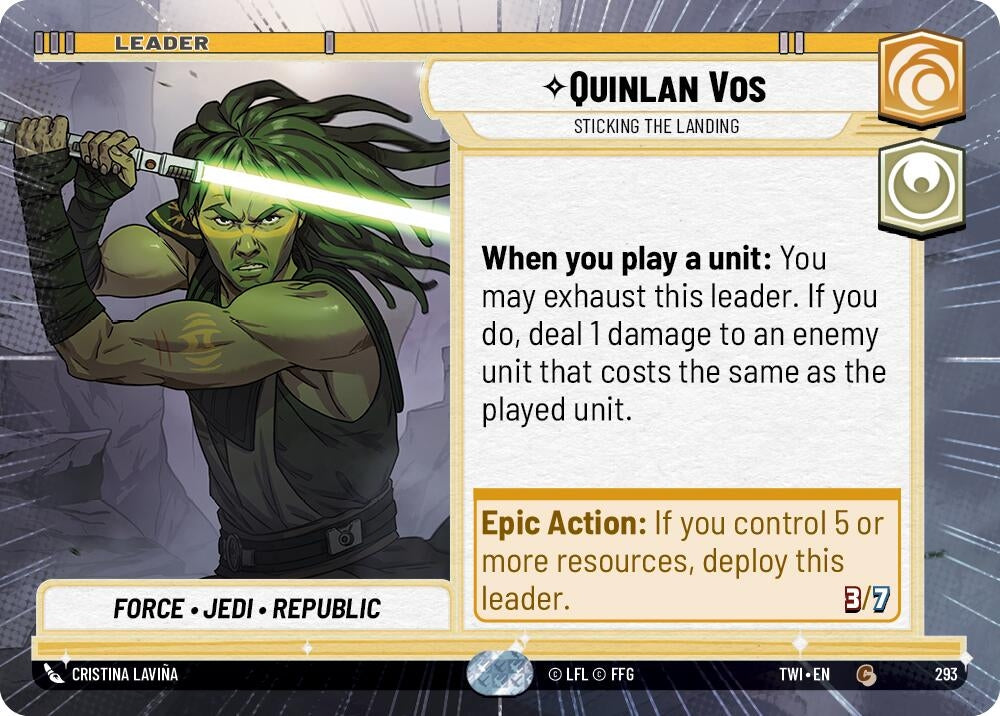Quinlan Vos - Sticking the Landing (Hyperspace) (293) (TOR) - Star Wars: Unlimited Single