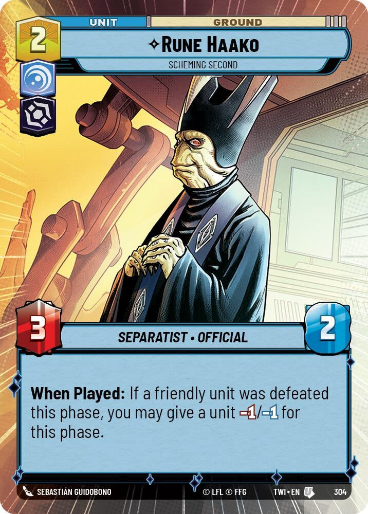 Rune Haako - Scheming Second (Hyperspace) (304) (TOR) - Star Wars: Unlimited Single