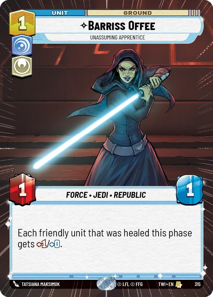 Barriss Offee - Unassuming Apprentice (Hyperspace) (315) (TOR) - Star Wars: Unlimited Single