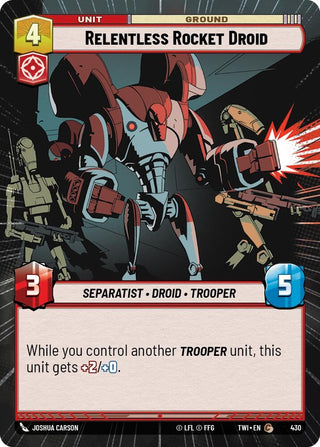 Relentless Rocket Droid (Hyperspace) (430) (TOR) - Star Wars: Unlimited Single