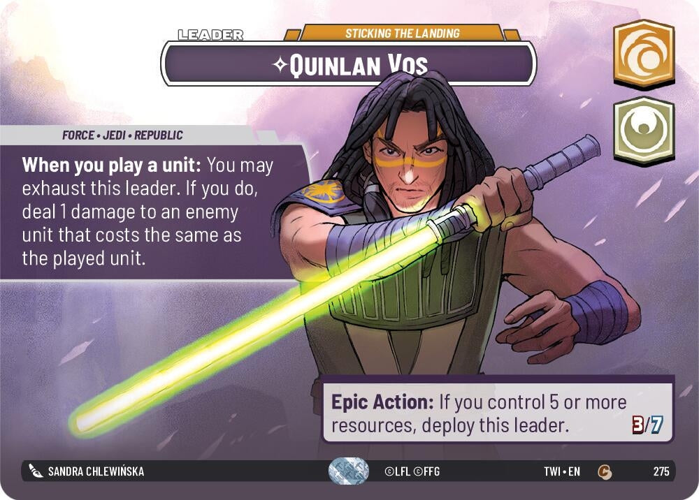 Quinlan Vos - Sticking the Landing (Showcase) (275) (TOR) - Star Wars: Unlimited Single