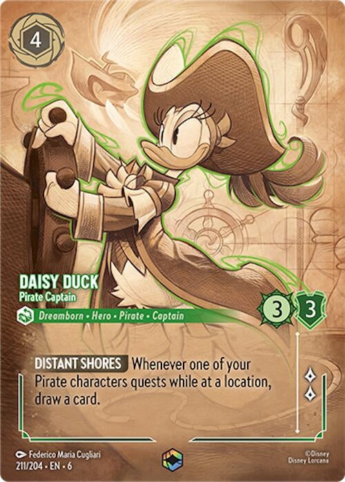 Daisy Duck - Pirate Captain (Enchanted) (211) (6) - Disney Lorcana Single