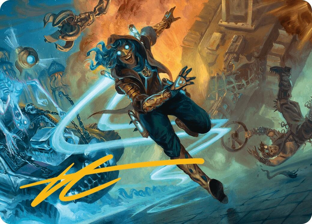 Image for Sita Varma, Masked Racer Art Card (Gold-Stamped Signature) (26) (Art Series: Aetherdrift) - Magic: The Gathering
