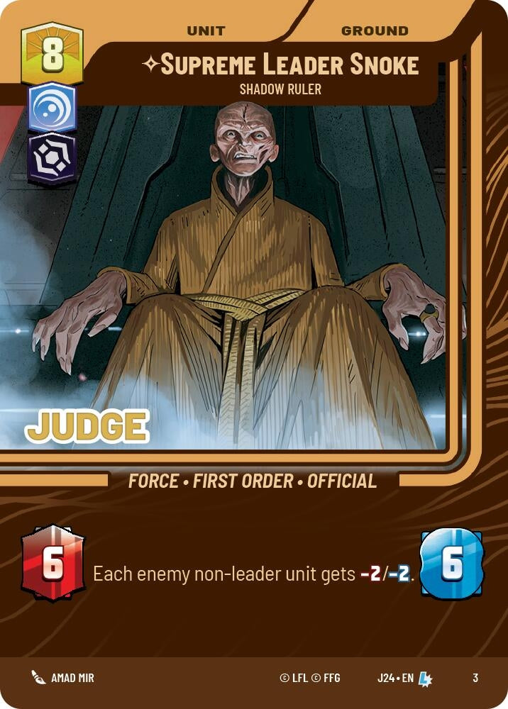 Image for Supreme Leader Snoke - Shadow Ruler (3) (Judge Promos) - Star Wars: Unlimited