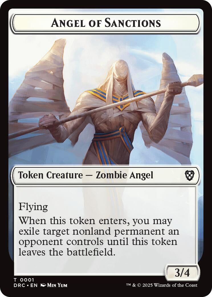 Image for Angel of Sanctions // Zombie (0003) Double-Sided Token (1 // 3) (Commander: Aetherdrift) - Magic: The Gathering