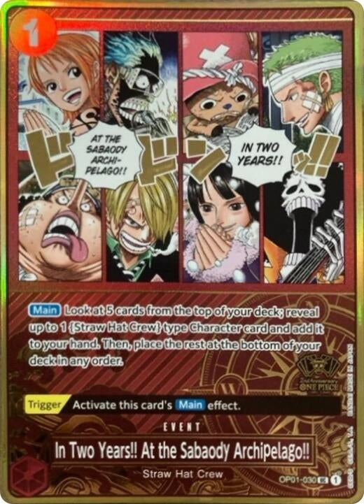 Image for In Two Years!! At the Sabaody Archipelago!! (One Piece Japanese Version 2nd Anniversary Set) (OP01-030) (One Piece Promotion Cards) - One Piece Card Game