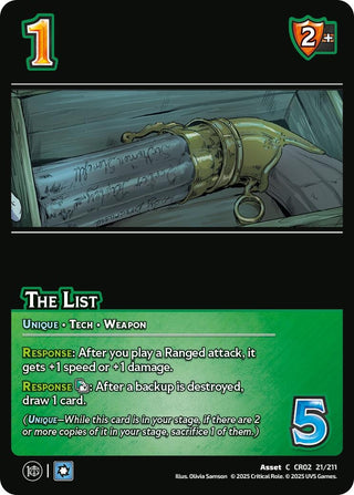 Image for The List (21/211) (Critical Role: Heroes of Exandria) - UniVersus