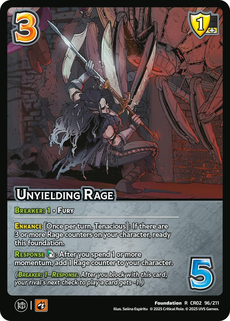 Image for Unyielding Rage (96/211) (Critical Role: Heroes of Exandria) - UniVersus