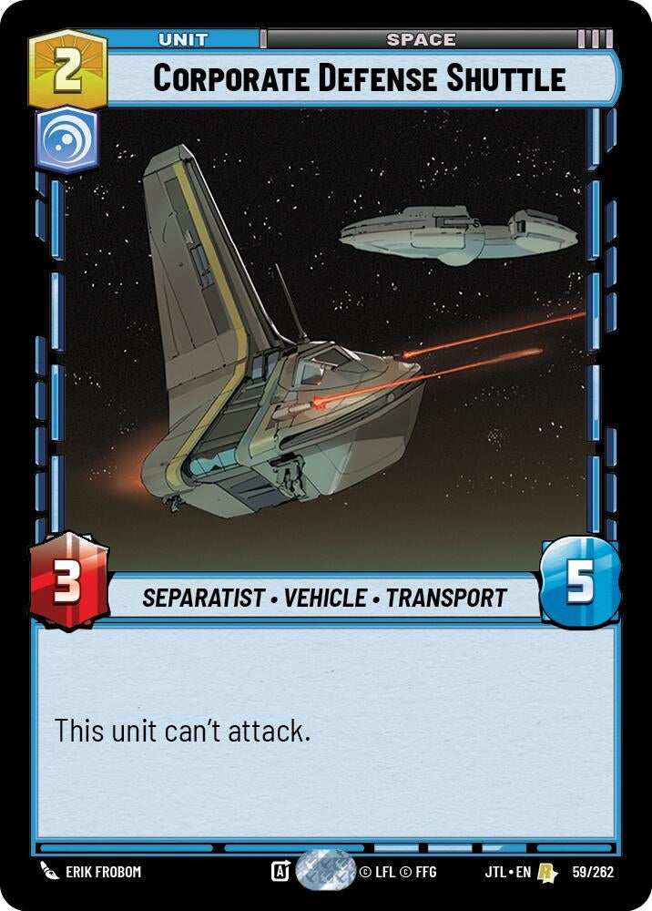 Image for Corporate Defense Shuttle (059/262) (Jump to Lightspeed) - Star Wars: Unlimited