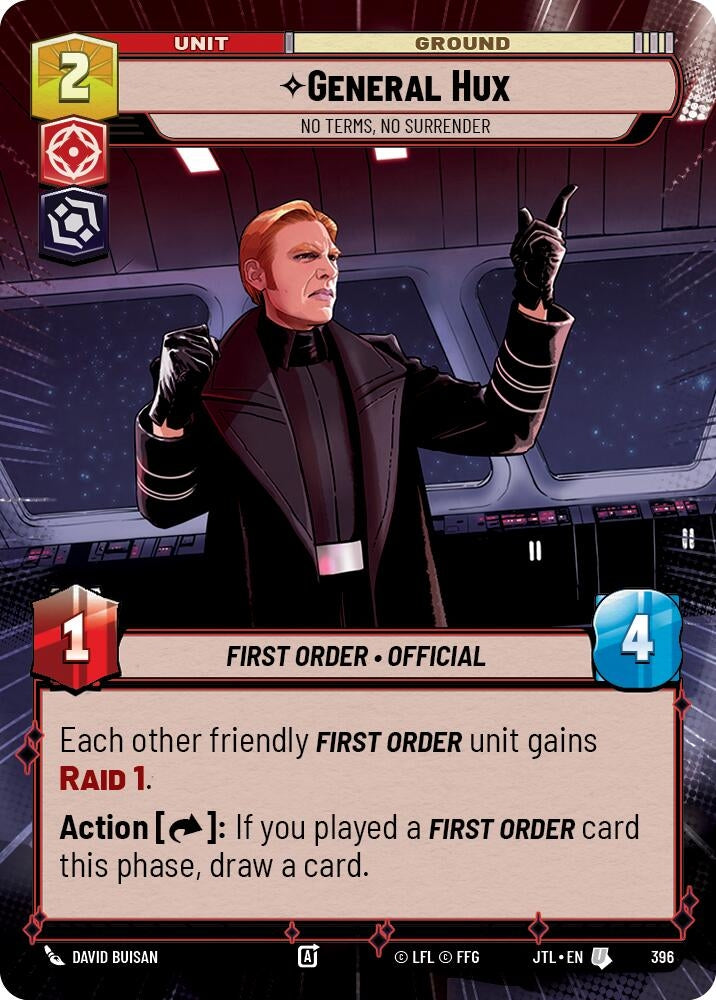 Image for General Hux - No Terms, No Surrender (Hyperspace) (396) (Jump to Lightspeed) - Star Wars: Unlimited