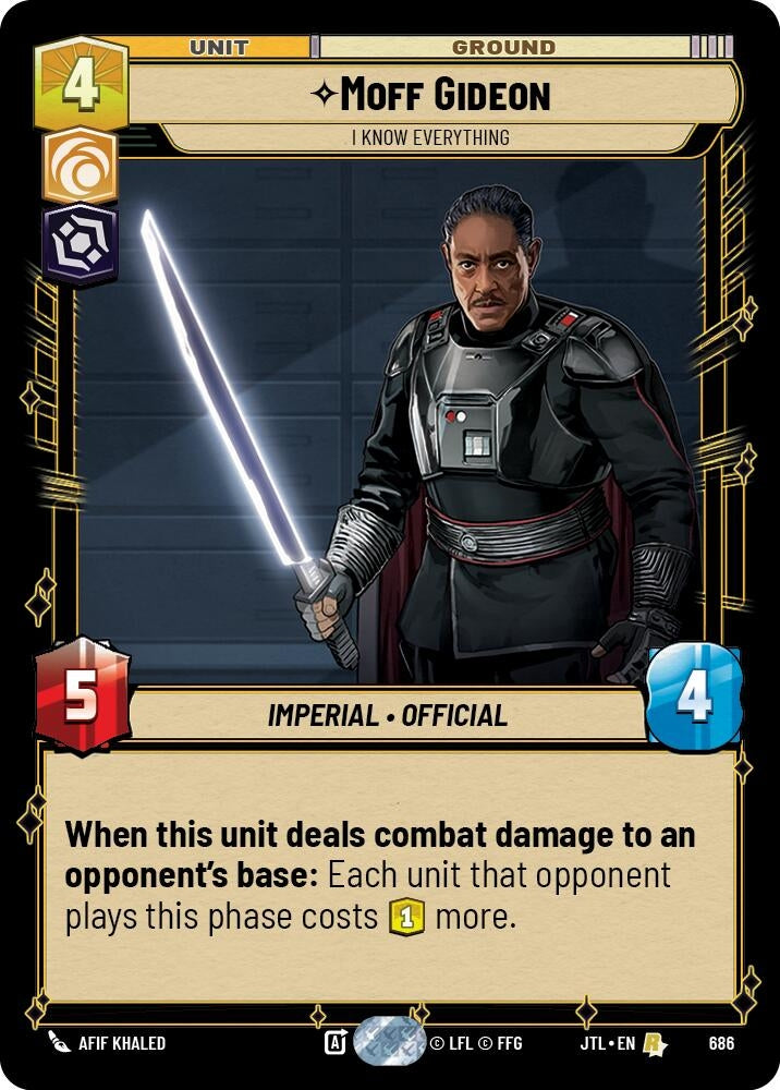 Image for Moff Gideon - I Know Everything (Foil) (686) (Jump to Lightspeed) - Star Wars: Unlimited