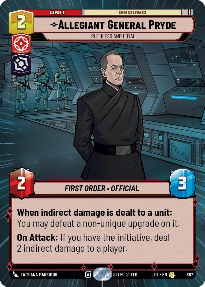 Image for Allegiant General Pryde - Ruthless and Loyal (Hyperspace Foil) (867) (Jump to Lightspeed) - Star Wars: Unlimited