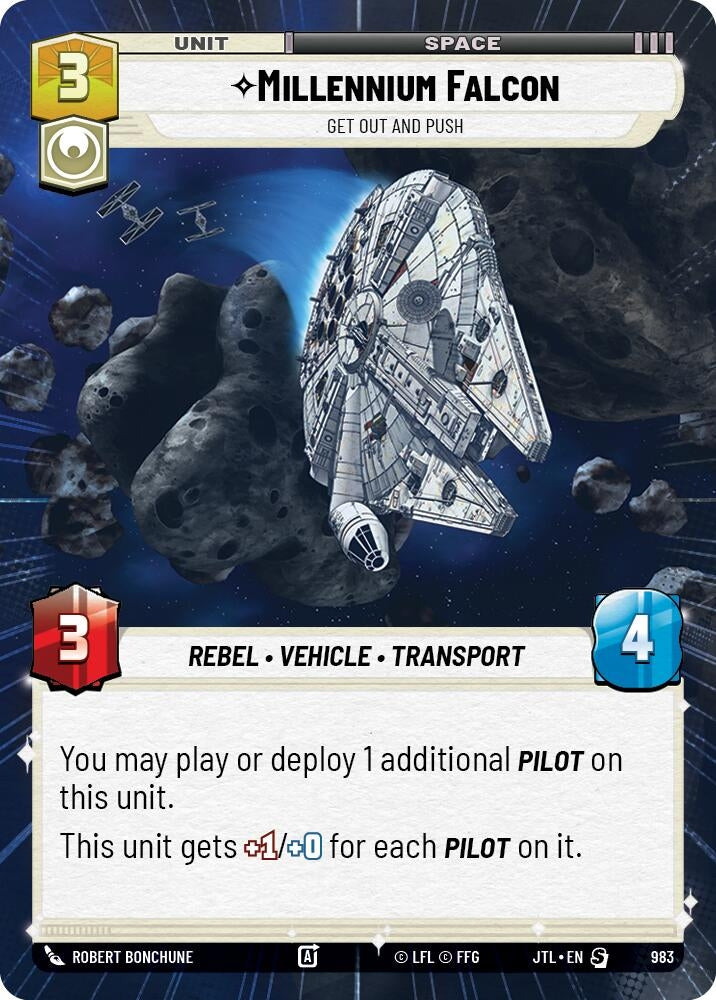 Image for Millennium Falcon - Get Out And Push (Hyperspace Foil) (983) (Jump to Lightspeed) - Star Wars: Unlimited