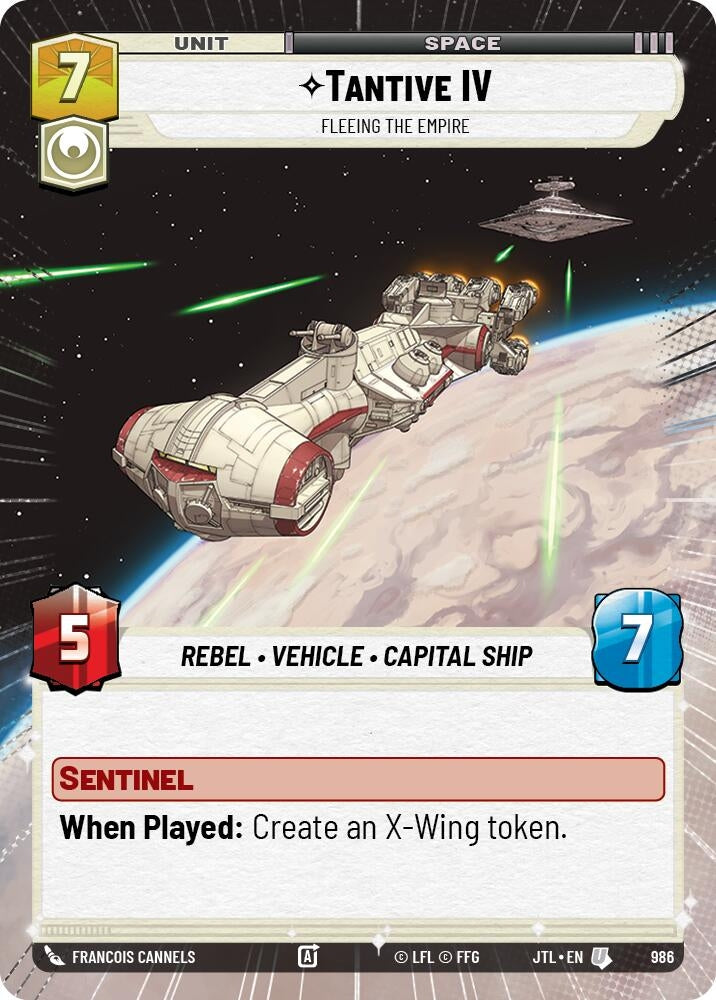 Image for Tantive IV - Fleeing the Empire (Hyperspace Foil) (986) (Jump to Lightspeed) - Star Wars: Unlimited