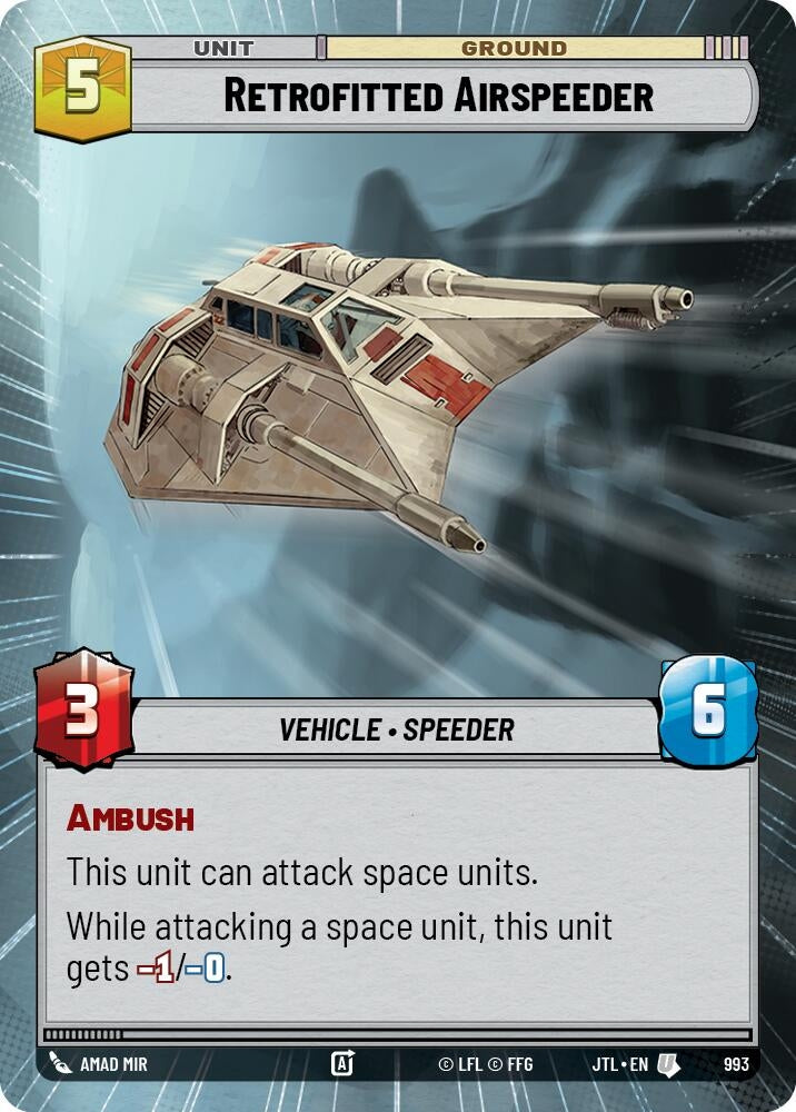 Image for Retrofitted Airspeeder (Hyperspace Foil) (993) (Jump to Lightspeed) - Star Wars: Unlimited