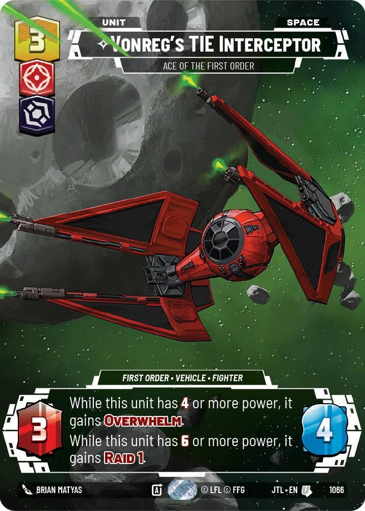 Image for Vonreg's TIE Interceptor - Ace of the First Order (Prestige Foil) (1066) (Jump to Lightspeed) - Star Wars: Unlimited