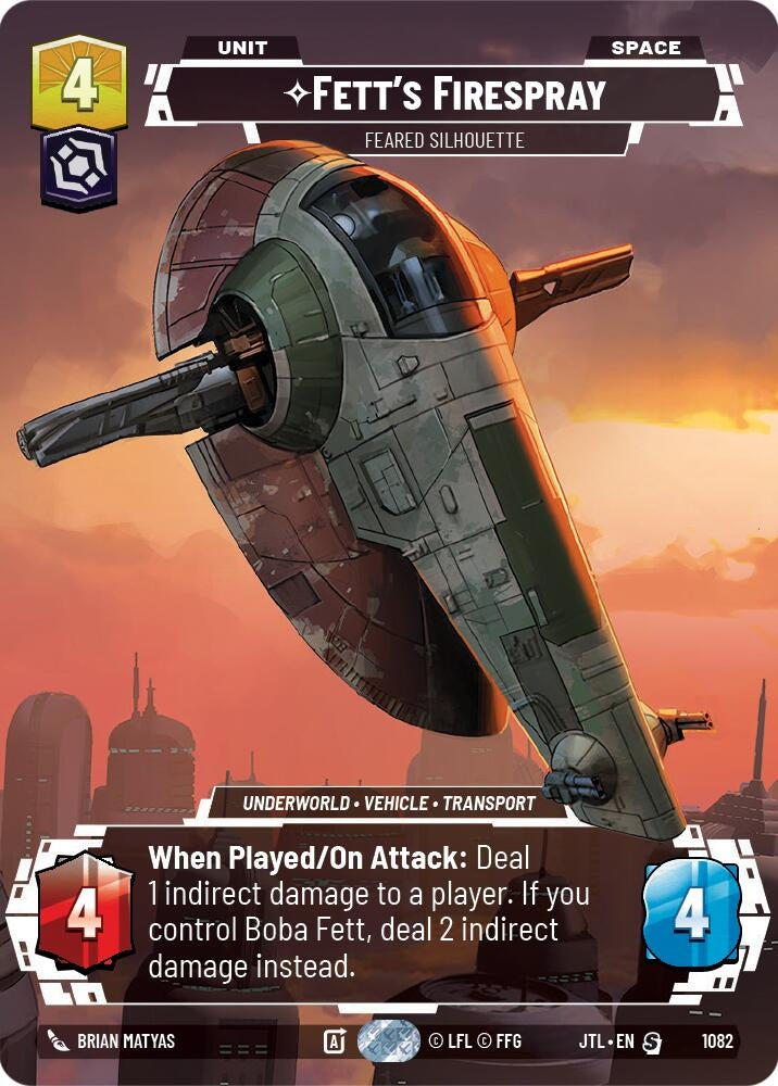 Image for Fett's Firespray - Feared Silhouette (Prestige Foil) (1082) (Jump to Lightspeed) - Star Wars: Unlimited