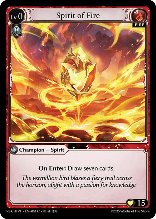 Image for Spirit of Fire (001) (Guo Jia Re: Collection, Heaven’s Favored) - Grand Archive TCG