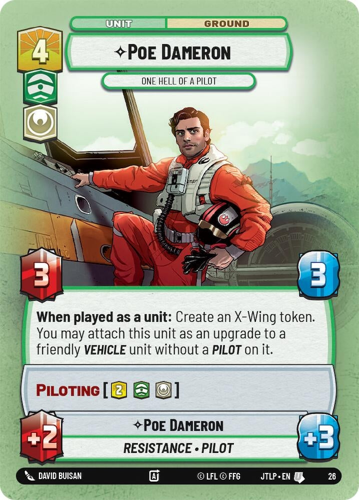 Image for Poe Dameron - One Hell of a Pilot (Foil) (26) (Jump to Lightspeed - Weekly Play Promos) - Star Wars: Unlimited