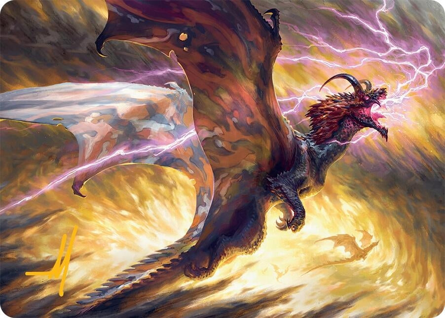 Image for Stormscale Scion Art Card (17/54) (Gold-Stamped Signature) (17) (Art Series: Tarkir: Dragonstorm) - Magic: The Gathering