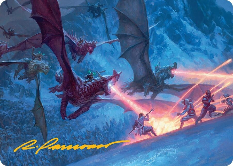 Image for Dragonback Assault Art Card (22/54) (Gold-Stamped Signature) (22) (Art Series: Tarkir: Dragonstorm) - Magic: The Gathering