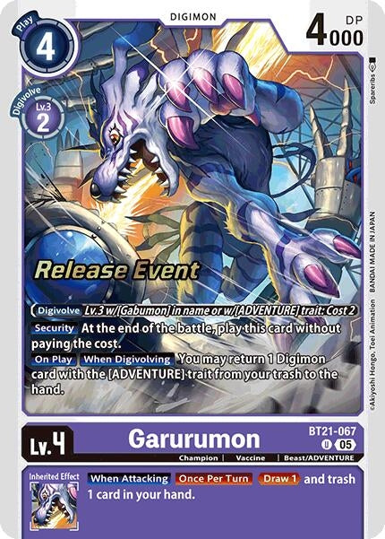 Image for Garurumon (BT21-067 U) (World Convergence Release Event Cards) - Digimon Card Game