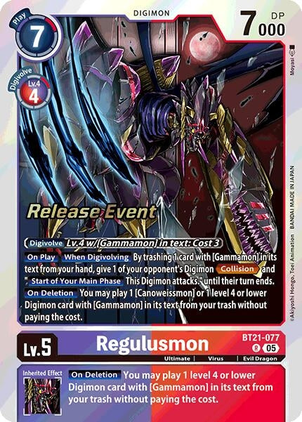 Image for Regulusmon (BT21-077 R) (World Convergence Release Event Cards) - Digimon Card Game