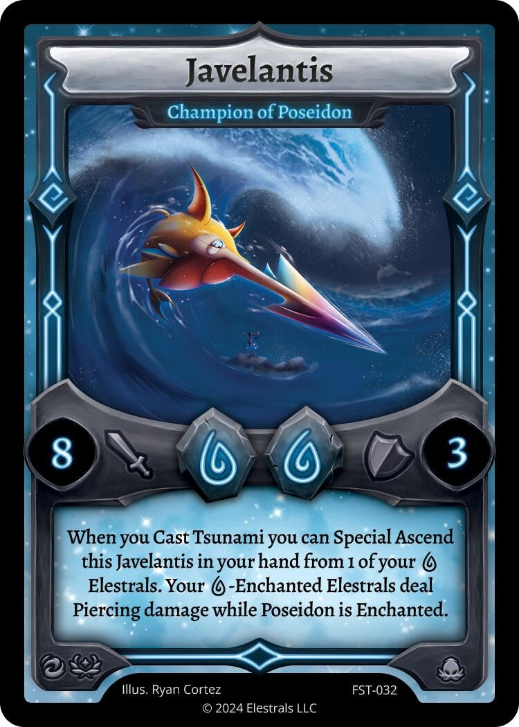 Image for Javelantis - Champion of Poseidon (FST-032) (Divine Champions: Firestorm) - Elestrals