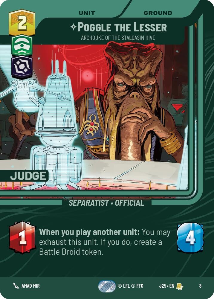 Image for Poggle the Lesser - Archduke of the Stalgasin Hive (3) (Judge Promos) - Star Wars: Unlimited