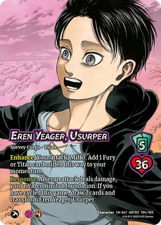 Image for Eren Yeager, Usurper // Attack Titan, Finale (Alternate Art) (194/189) (Attack on Titan: Apocalypse) - UniVersus