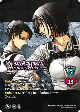 Image for Mikasa Ackerman, Hizuru's Hope (Alternate Art) (200/189) (Attack on Titan: Apocalypse) - UniVersus