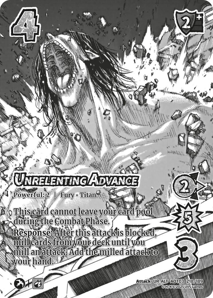 Image for Unrelenting Advance (Alternate Art) (218/189) (Attack on Titan: Apocalypse) - UniVersus