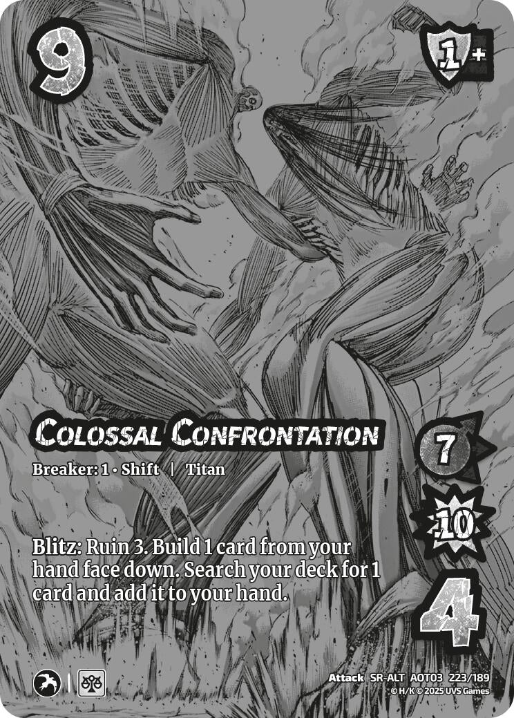 Image for Colossal Confrontation // Seeking Relief (Alternate Art) (223/189) (Attack on Titan: Apocalypse) - UniVersus