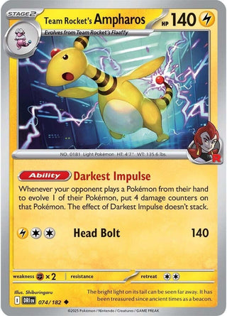 Image for Team Rocket's Ampharos (074/182) (SV10: Destined Rivals) - Pokemon