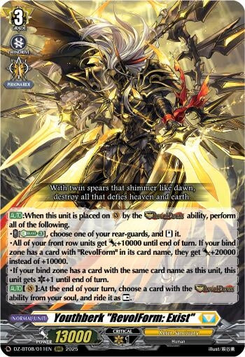 Image for Youthberk "RevolForm: Exist" (DZ-BT08/011EN) (DZ-BT08: Knights 0f Rebirth) - Cardfight Vanguard