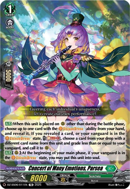 Image for Concert of Many Emotions, Parsea (DZ-SS06/011EN) (DZ-SS06: Master Deckset -Urara Haneyama-) - Cardfight Vanguard