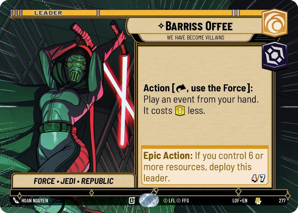 Image for Barriss Offee - We Have Become Villains (Hyperspace) (277) (Legends of the Force) - Star Wars: Unlimited