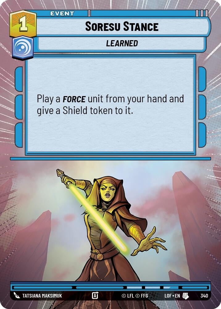 Image for Soresu Stance (Hyperspace) (340) (Legends of the Force) - Star Wars: Unlimited