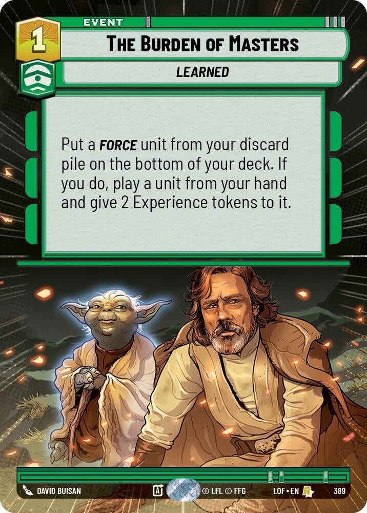 Image for The Burden of Masters (Hyperspace) (389) (Legends of the Force) - Star Wars: Unlimited