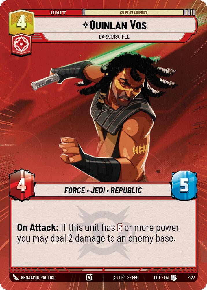 Image for Quinlan Vos - Dark Disciple (Hyperspace) (427) (Legends of the Force) - Star Wars: Unlimited