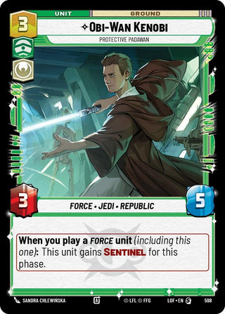 Image for Obi-Wan Kenobi - Protective Padawan (Foil) (598) (Legends of the Force) - Star Wars: Unlimited