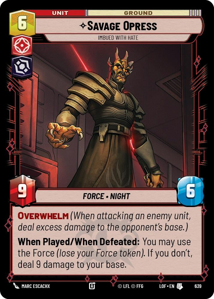 Image for Savage Opress - Imbued With Hate (Foil) (639) (Legends of the Force) - Star Wars: Unlimited