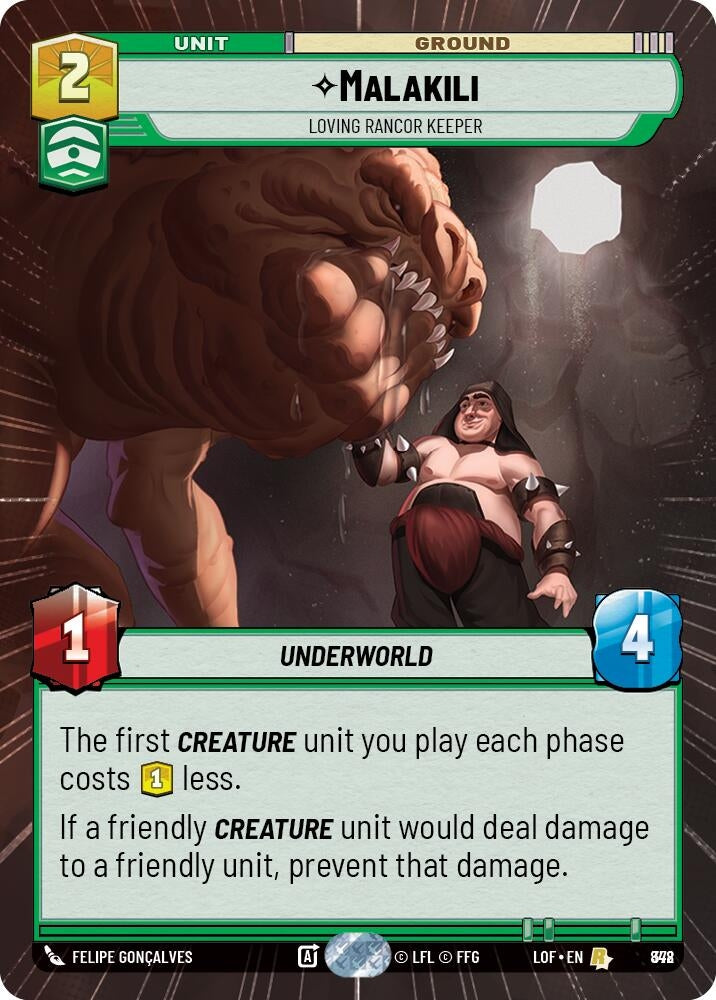 Image for Malakili - Loving Rancor Keeper (Hyperspace Foil) (848) (Legends of the Force) - Star Wars: Unlimited