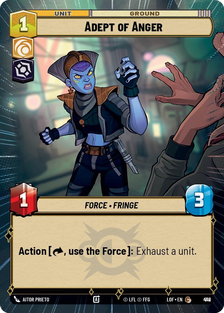 Image for Adept of Anger (Hyperspace Foil) (918) (Legends of the Force) - Star Wars: Unlimited