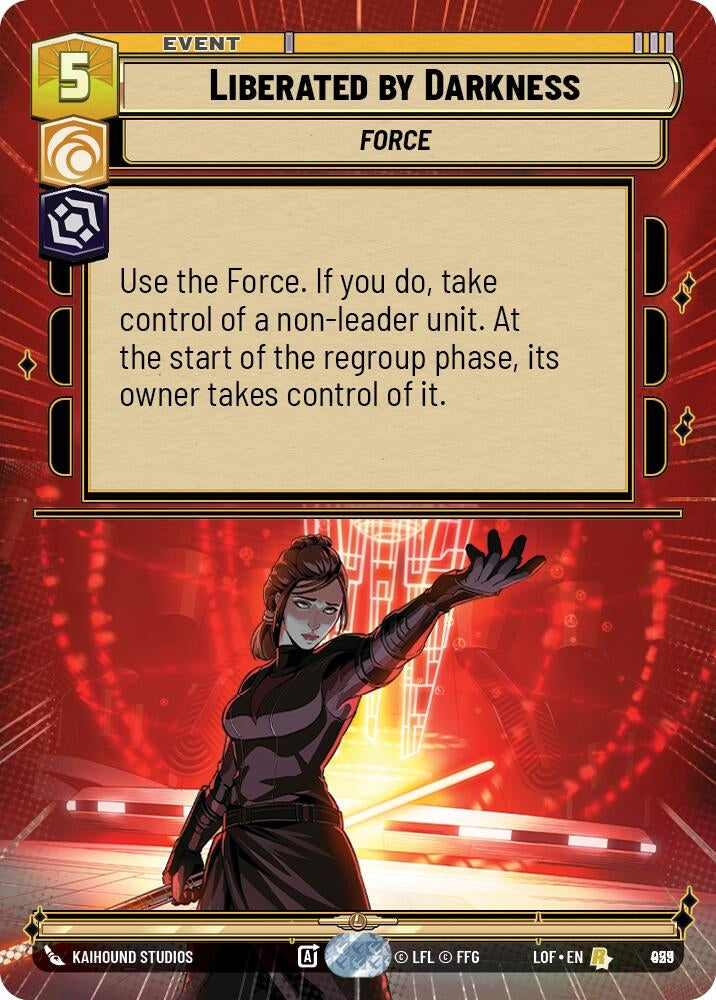 Image for Liberated by Darkness (Hyperspace Foil) (929) (Legends of the Force) - Star Wars: Unlimited