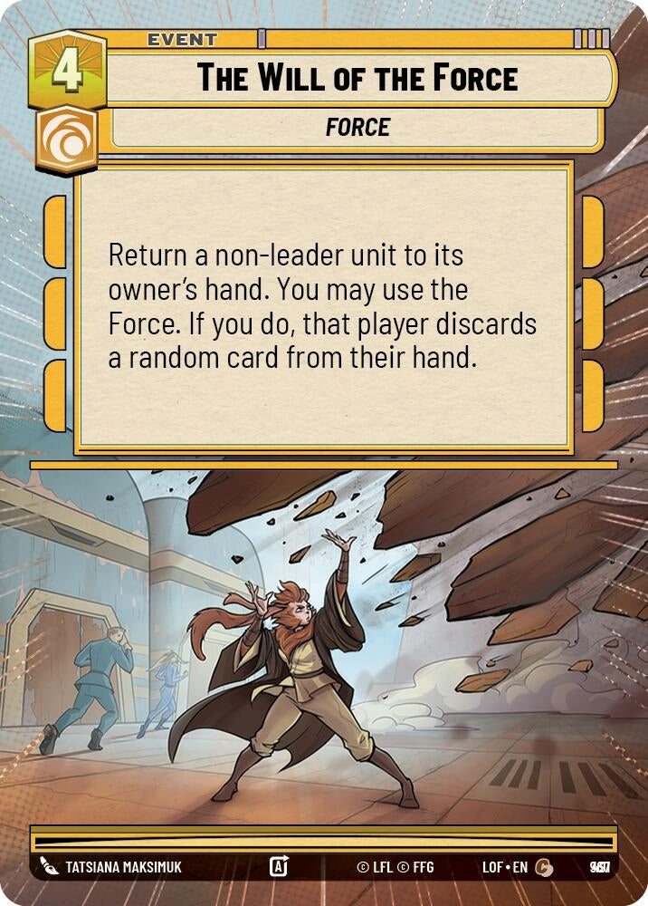 Image for The Will of the Force (Hyperspace Foil) (967) (Legends of the Force) - Star Wars: Unlimited